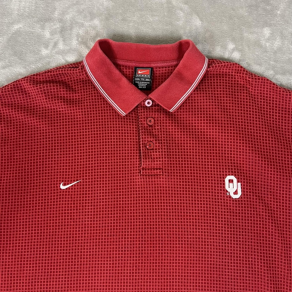 Oklahoma Sooners Shirt Polo Mens 2XL Red NCAA Football Nike Dri Fit OU Logo